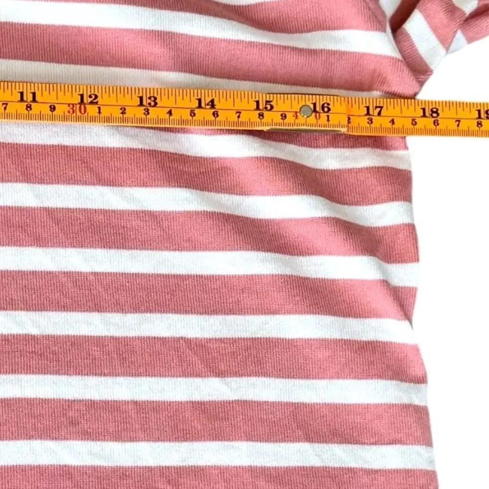 Boden Notch Collar Long Sleeve Pink & White Stripe Pullover Top Shirt. NWOT. XS. - Picture 4 of 8